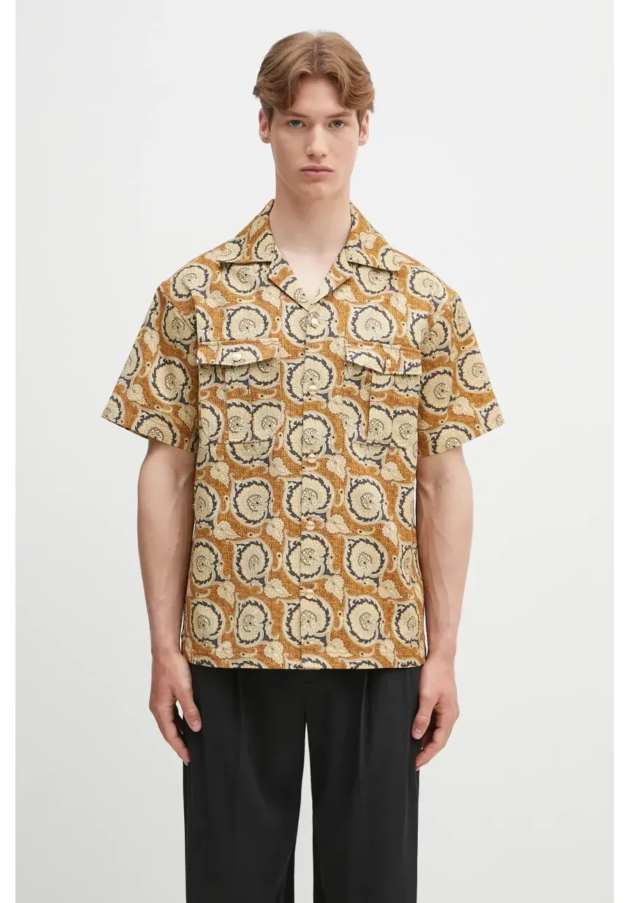 obrazek 1 Drôle de Monsieur koszula bawełniana La Chemise Paisley męska kolor brązowy relaxed z kołnierzykiem klasycznym G-SH203-CO189-MS