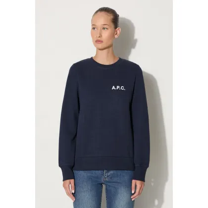 Zdjęcie A.P.C. bluza bawełniana Bluza A.P.C. Sweat Shelley damska kolor granatowy z nadrukiem COETM.F27693-DARKNAVY