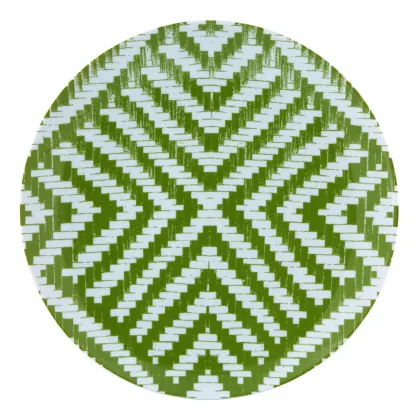 Zdjęcie Porcelanowy talerz obiadowy Olhar o Brasil z geometrycznym biało-zielonym motywem - Vista Alegre