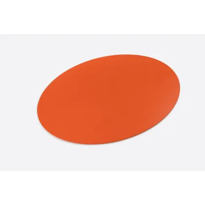 Picture Elite oval leather desk pad in orange and white - for the office