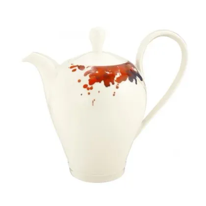 Picture Stylish porcelain coffee pot decorated with a geranium flower motif from Germany – Tettau