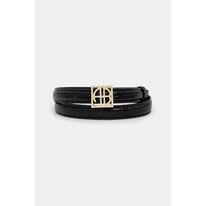Zdjęcie Anine Bing pasek skórzany Monogram Belt damski kolor czarny A.12.10461