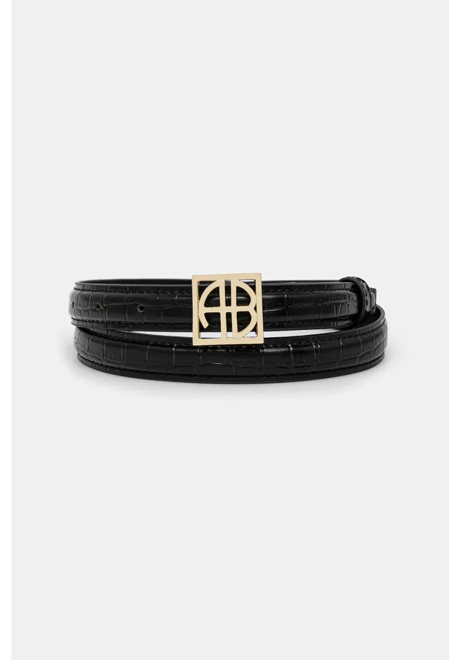 obrazek 1 Anine Bing pasek skórzany Monogram Belt damski kolor czarny A.12.10461
