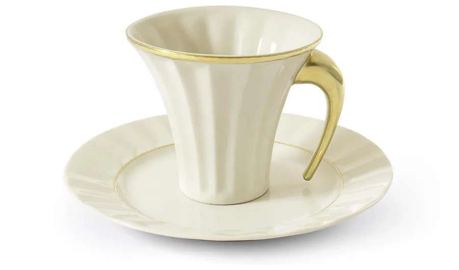 obrazek 2 15-elementowy porcelanowy komplet do herbaty ze złoceniami w stylu egipskim – Rudolf Kampf