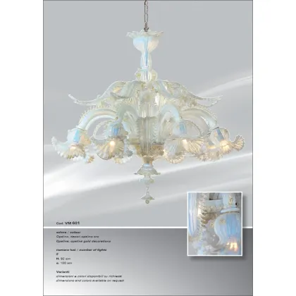 Zdjęcie Luksusowy żyrandol z ośmioma światłami z ozdobami opalowymi i złotymi - Il Paralume Marina