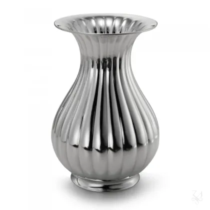 Picture Stylish silver vase with striped decoration - Zaramella Argenti
