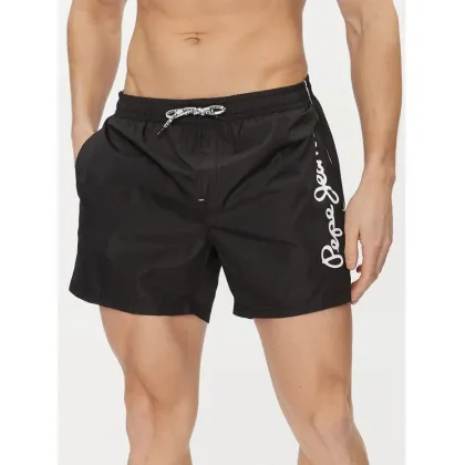 Zdjęcie Pepe Jeans Szorty kąpielowe Logo Swimshort PMB10393 Czarny Regular Fit
