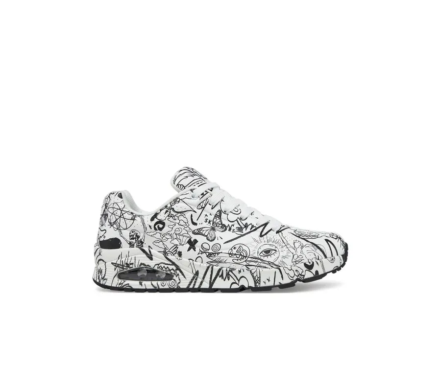 obrazek 1 Skechers Sneakersy UNO Printed Lace-Up 183501/WBK Biały