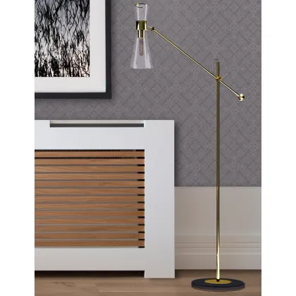 Zdjęcie Bezpretensjonalna pojedyncza lampa podłogowa Mitte do salonu
