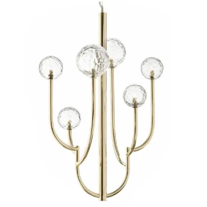 Zdjęcie Stylowy żyrandol w delikatnym złotym wykończeniu z ręcznie wyciętymi włoskimi kryształowymi kulami - Il Paralume Marina