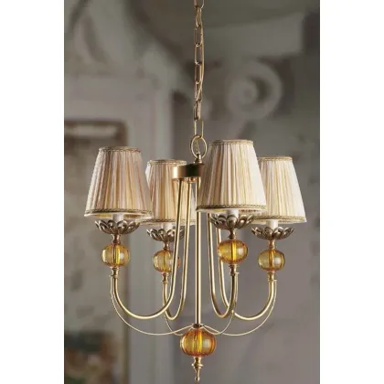 Zdjęcie Stylowy żyrandol z czterema światłami ze szklaną kulą Murano i Imperini - Il Paralume Marina