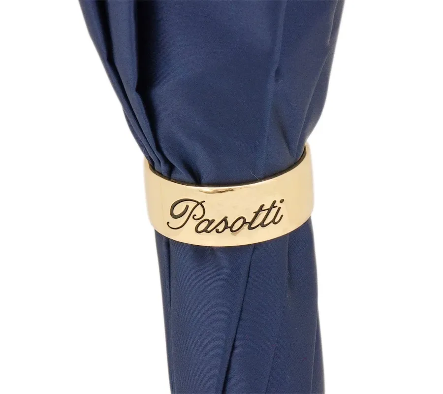 obrazek 5 Klasyczny granatowy parasol damski w paski i kwiaty – Pasotti