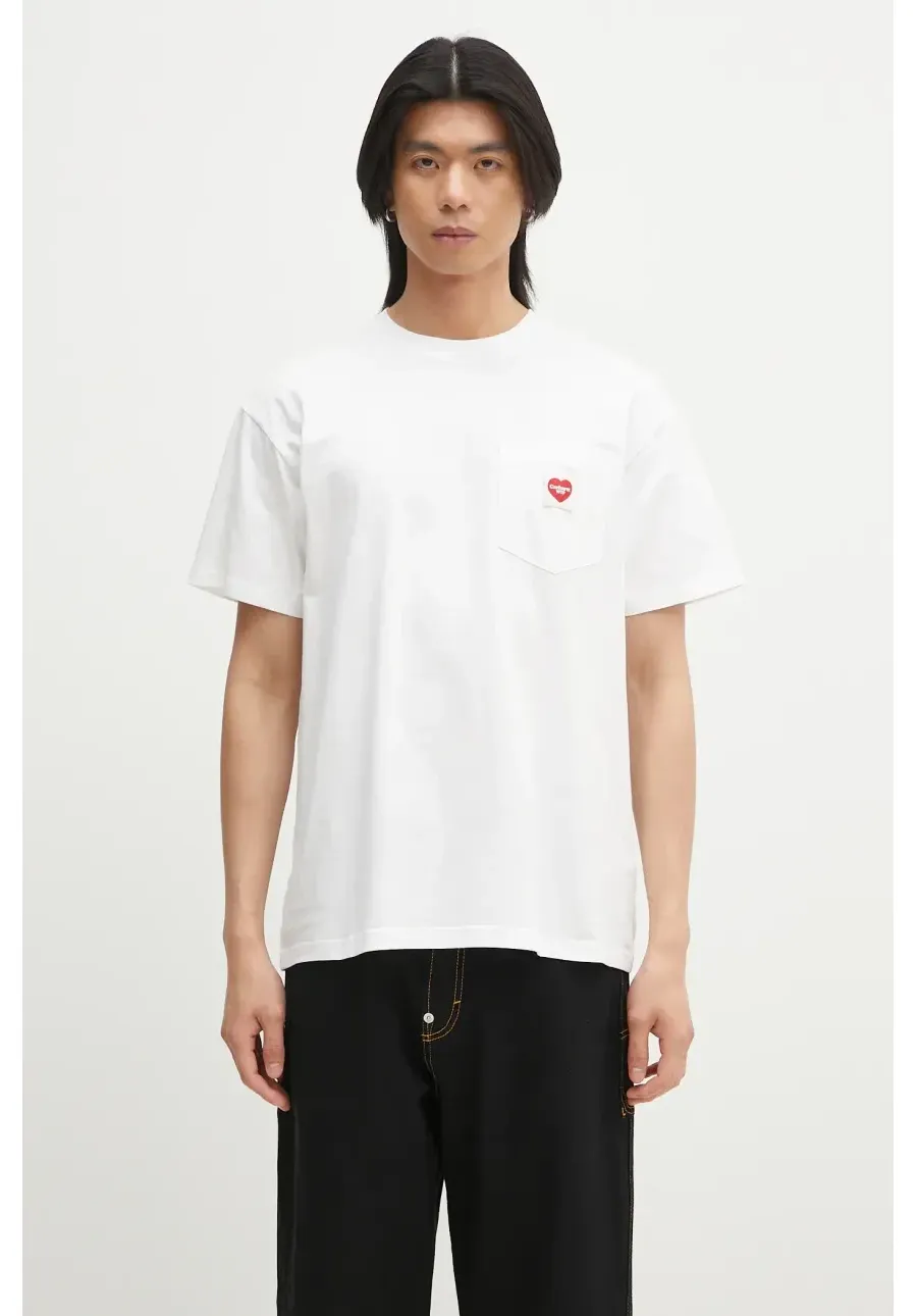 obrazek 1 Carhartt WIP t-shirt bawełniany S/S Pocket Heart T-Shirt męski kolor biały gładki I032128.1WZXX