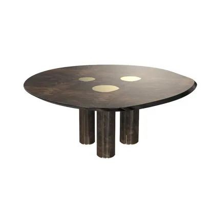 Picture Round dining table - walnut, brass - Pardo