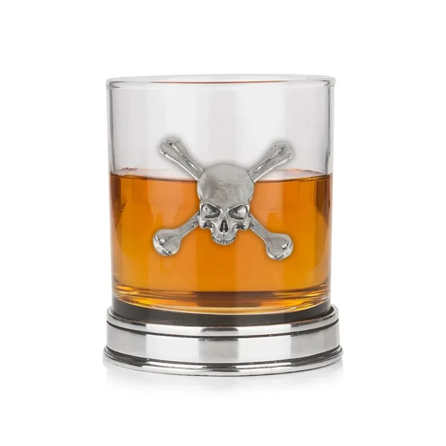 obrazek 1 Szklanka do whisky z czaszką  i piszczelami w kolorze miedzi – prezent na szczególną okazję