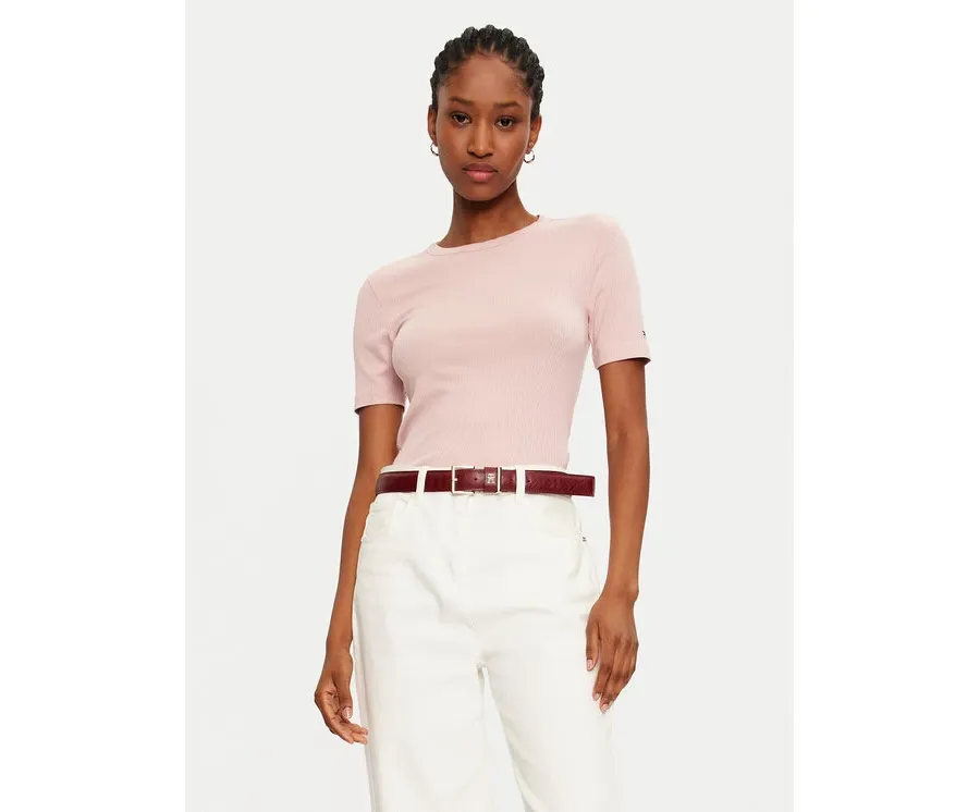 obrazek 1 Tommy Hilfiger T-Shirt WW0WW43918 Różowy Slim Fit