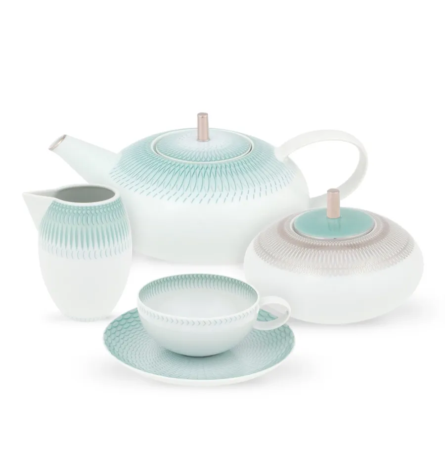 obrazek 1 Duży porcelanowy zestaw do herbaty Venezia z bogatym turkusowym zdobieniem - Vista Alegre