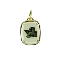 Picture Rectangular medal with an angel, laser engraved, with polished edge