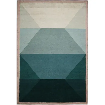 Zdjęcie Czarujący wełniany dywan w odcieniach kremowego i morskiej zieleni