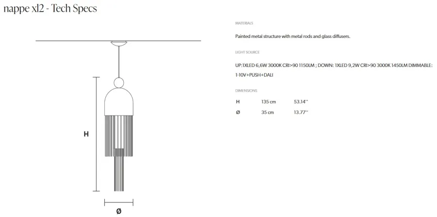 obrazek 2 Piękne oświetlenie z Włoch - lampa wisząca Nappe Xl2