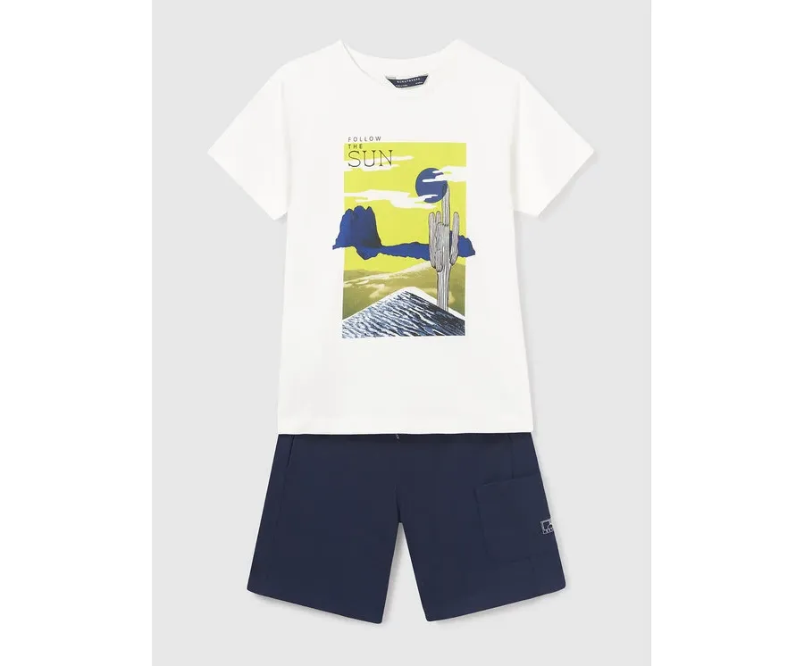 obrazek 1 Mayoral Komplet t-shirt i spodenki 6654 Kolorowy