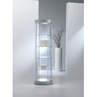 Zdjęcie Okrągła witryna – słupek ze szkła hartowanego z czterema lampami LED
