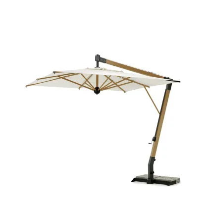 Zdjęcie Kwadratowy parasol Salento z aluminium w kolorze drewna do ogrodu lub na taras