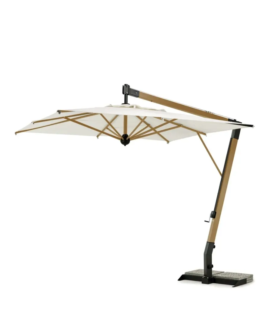 obrazek 1 Kwadratowy parasol Salento z aluminium w kolorze drewna do ogrodu lub na taras