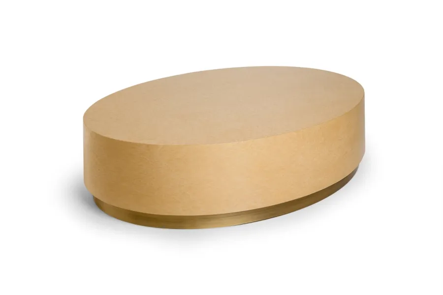 obrazek 4 Stolik kawowy z okleiny klonowej Bird Eye z mosiężną stopką do eleganckiego salonu - Ginger & Jagger