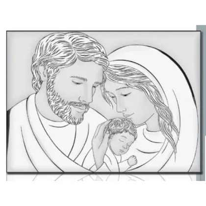 Picture A unique painting on a board depicting the Holy Family, measuring 14x10 cm