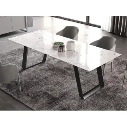Zdjęcie Nowoczesny stół z szarym marmurowym blatem Calacatta w 3 wariantach wymiarowych