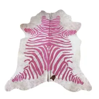 Picture A unique leather rug with a pink Zebra print - 225x195 cm