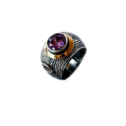 Picture Beautiful ring made of silver and gold