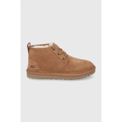 Zdjęcie UGG Buty zamszowe Neumel damskie kolor brązowy na płaskim obcasie ocieplone 1094269.CHE