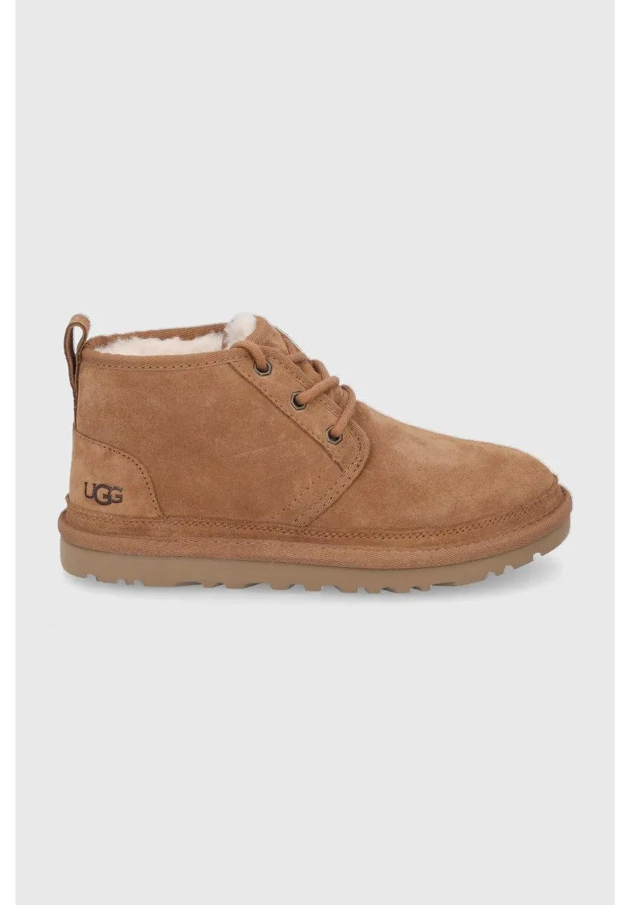 obrazek 1 UGG Buty zamszowe Neumel damskie kolor brązowy na płaskim obcasie ocieplone 1094269.CHE