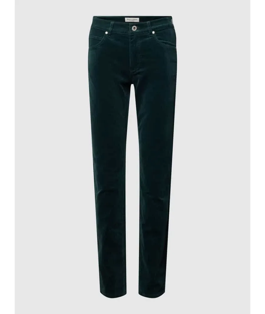 obrazek 1 Spodnie z aksamitu o kroju slim fit z zapięciem na guzik