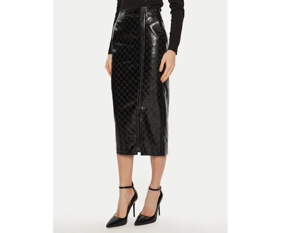 obrazek 1 ACCESS FASHION Spódnica z imitacji skóry 44-6064-178 Czarny Slim Fit
