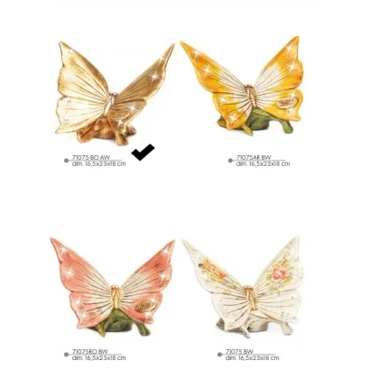 Picture Ceramic golden butterfly on a flower - Valle d'oro Patchi