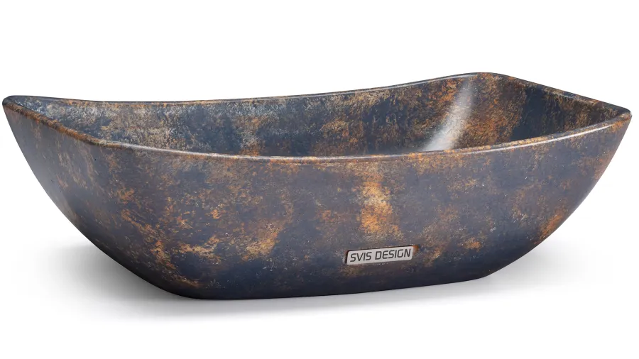 obrazek 1 Elegancka umywalka 50 cm VIRGO BASIC – GRANITE, niebiesko-szary i ochra, lakier półmatowy