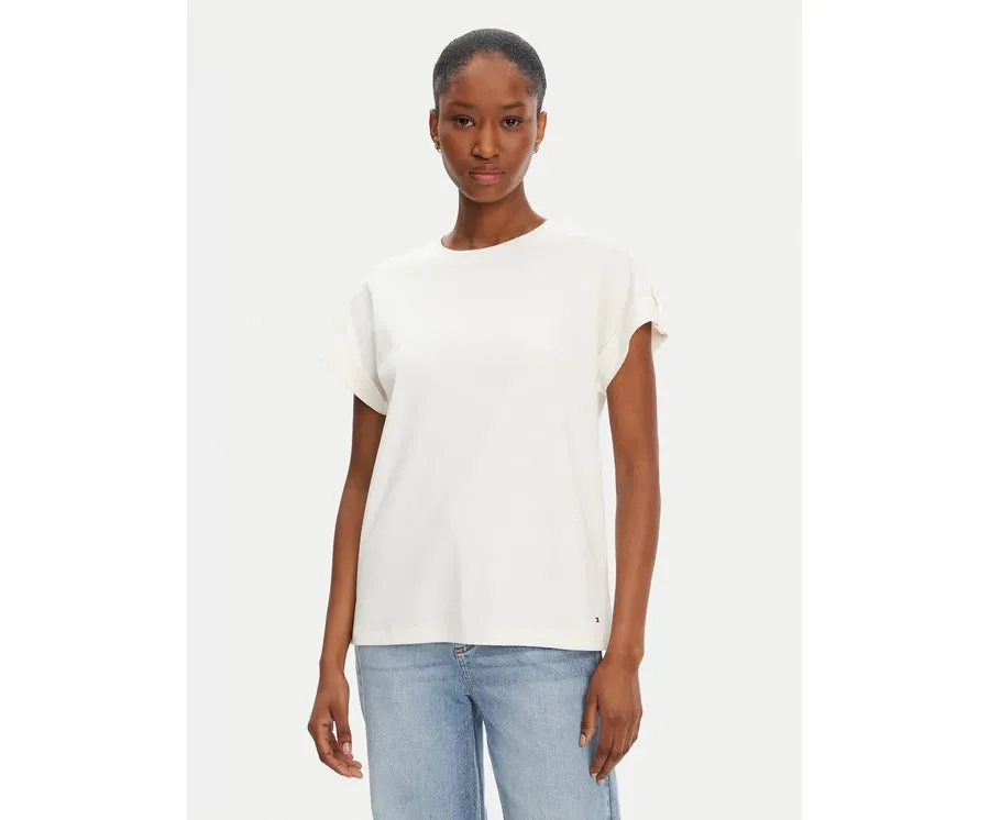 obrazek 1 Tommy Hilfiger T-Shirt Gold Button WW0WW45628 Biały Regular Fit