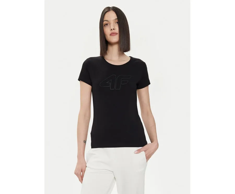 obrazek 1 4F T-Shirt 4FWSS24TTSHF1163 Czarny Slim Fit