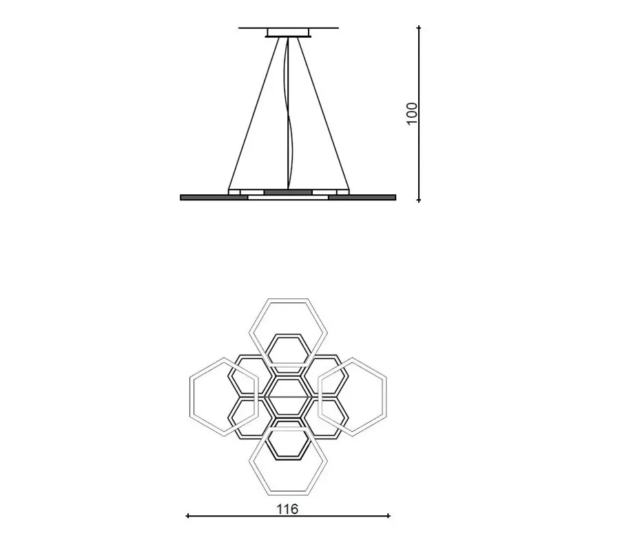 obrazek 2 Stylowy mosiężny żyrandol z kolekcji Hexagon w wykończeniu niklem i z paskami LED – Il Paralume Marina