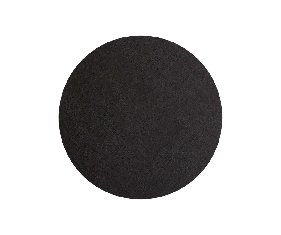 obrazek 3 Stylowa dwustronna podkładka na stół Ø30 cm wykonana ze skóry w kolorze czarnym i szarym