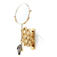 Picture Beautiful brass wall mirror with magnification (2×) in 24K gold with cast enameled brass zebra - Il Paralume Marina