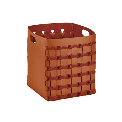 Zdjęcie Piękny kosz Geometria Rotonda 35x35xH40 cm w kolorze koniakowym