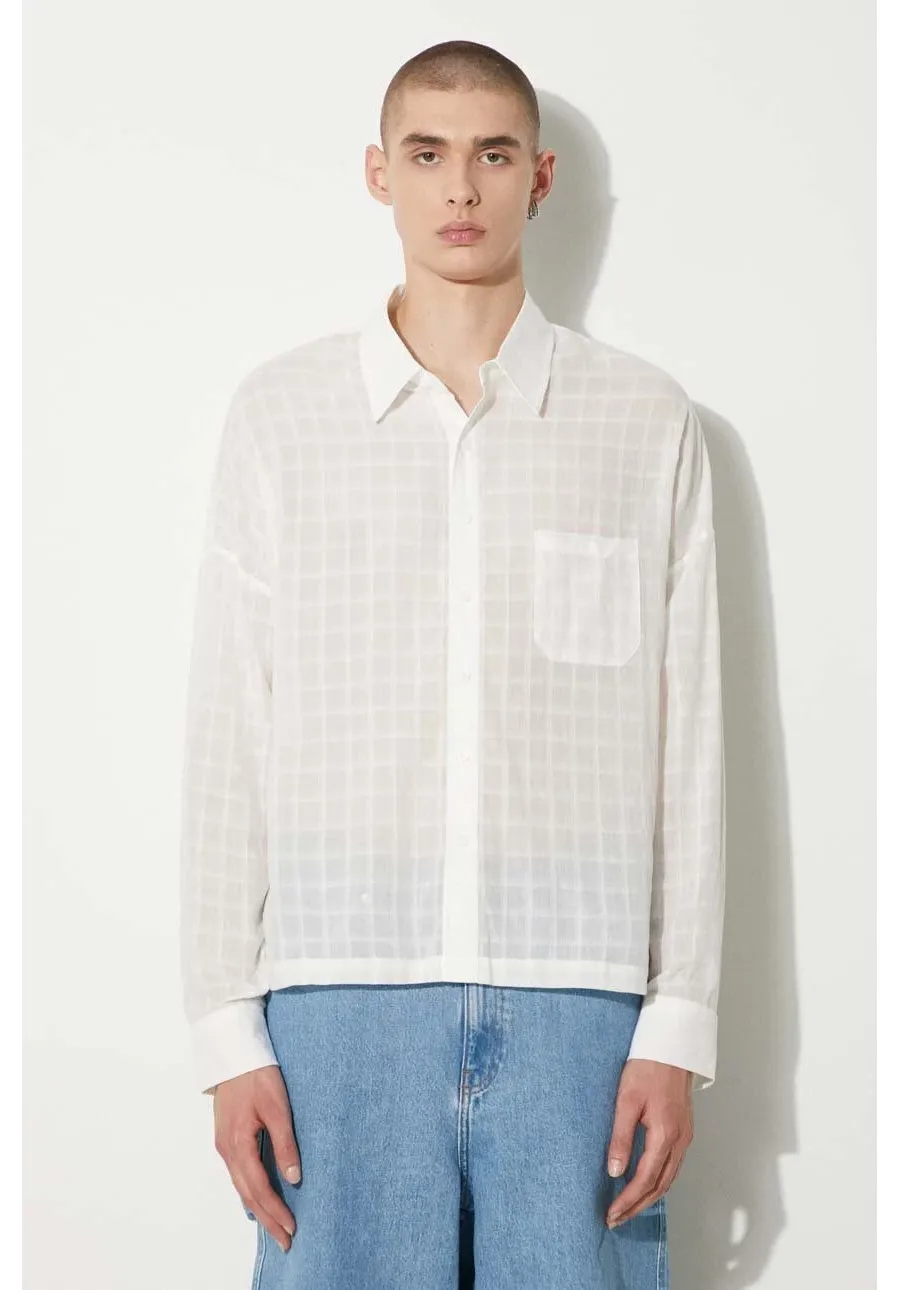 obrazek 1 STAMPD koszula bawełniana Cropped Oversized Buttondown męska kolor biały relaxed z kołnierzykiem klasycznym SLA-M3320BD-WHT