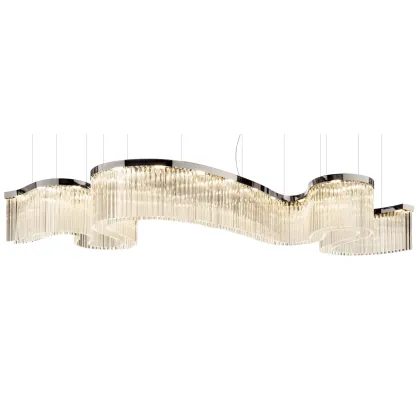 Zdjęcie Piękna lampa sufitowa „Snake” z przezroczystymi trójścianami ze szkła Murano - Il Paralume Marina