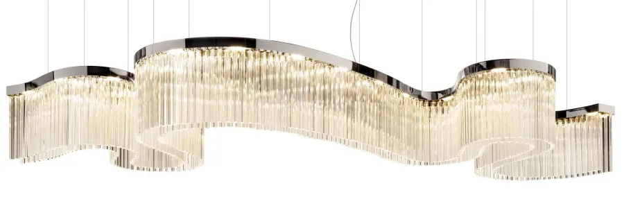 obrazek 1 Piękna lampa sufitowa „Snake” z przezroczystymi trójścianami ze szkła Murano - Il Paralume Marina