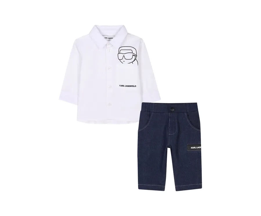 obrazek 1 Karl Lagerfeld Kids Komplet koszula i spodnie materiałowe Z30505 M Granatowy Regular Fit
