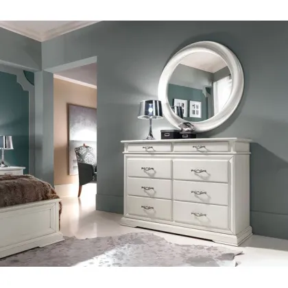 Zdjęcie Okrągłe lustro „vortice” lakierowane na biało z perłowym wykończeniem - Zanini